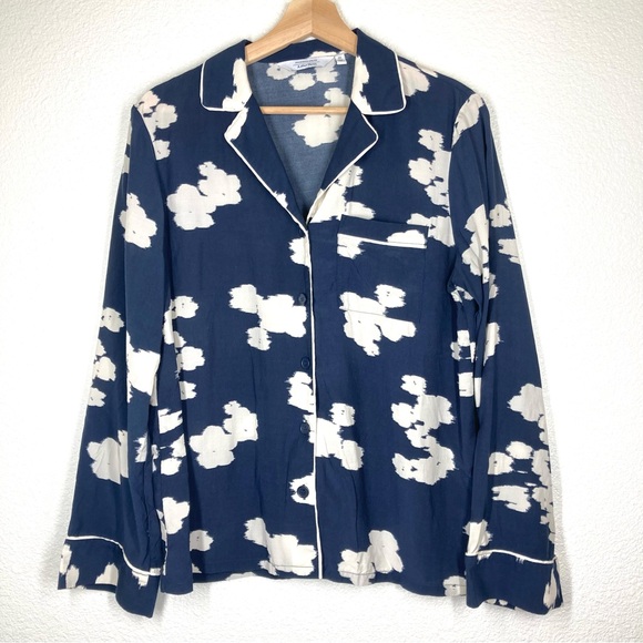 & Other Stories Womens Long sleeve top 6 Navy White Button Down - Picture 7 of 15